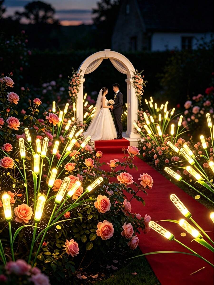 1pc Solar Powered Bamboo Flower Shaped Outdoor Garden Light, Suitable For Outdoor Wedding, Lawn, Pond, Yard, Garden And Pathway Landscape Lighting - Solar Ground-mounted Lights - View 1