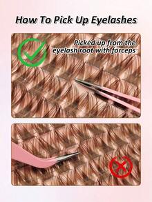 [Lowest Price In 30 Days]80pcs D-Curl Fluffy Brown Colored Lightweight Cluster False Eyelashes, Thick & Voluminous Individual Lashes, Natural Brown Makeup, Soft & Comfortable, Suitable Eyelash Extension At Home, Eyelash Clusters, Individual False Lashes - D 4 - View 6