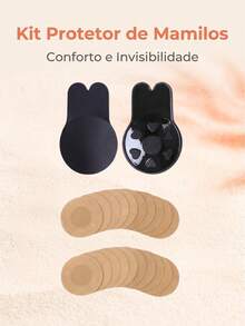 Kit Cobertura para Mamilos Silicone Adesivo Invisível – 4 Pares Protetor Mamilar Reutilizável, Sem Marcas, Respirável e Hipoalergênico para Decotes e Looks Sem Sutiã - Preto - Visão 13