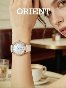 Orient 女士大表盘白色皮表带时尚优雅腕表，适合作为女士礼物。FQC0H002W0 - 白色 - 查看 2