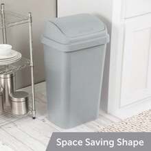Kitchen Trash Can, 13 Gallon Plastic Garbage Bin With Swing Top Lid, Light Gray - gray - View 5