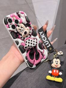 Funda de teléfono de Disney Mickey Mouse Clubhouse: Funda de teléfono suave con borde protector de patrón esponjoso 3D y un llavero de pulsera de Mickey gratis, Mickey, Minnie, Goofy, Donald Duck, Daisy Duck, Pluto, para Apple 17 Promax 17 Pro 16 15 14 13 12 11 Pro Max XS Max X XR Funda de verano - Blanco - Ver 6