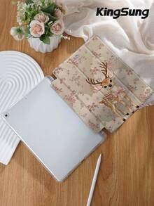 麋鹿图案平板电脑保护套，兼容 iPad Air 8 (M4) 2026 (11/13 英寸)、9.7/10.2/10.5/10.9/12.9/Pro 11（第十代），兼容三星 Galaxy Tab S6 Lite 10.4 英寸，兼容 Kindle Paperwhite 第十二代（2024 年款）、2022 年款 Kindle（第十一代），柔软防摔，智能支架/自动唤醒/睡眠功能。植物图案保护套。 - 彩色 - 查看 4