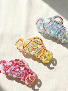 6PCS Summer Candy Color LOVE Letter Transparent Hair Claw Clips Women's Hair Accessories Sweet Versatile Back Of Head Updo Hair Clips Set Daily Casual Wear Half-Up Ponytail And Braided Hair Party Wedding Outing Valentine's Day Commute Daily - 6PCSlove - View 9