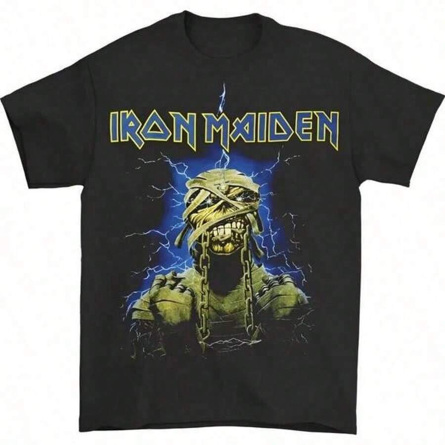 Unisex Adult T-Shirt Irons Maidens Powerslave Graphic Print Men's And Women's Loose Short Sleeved-Shirt Casual Wear, Luxury Clothing, T Shirt Herren, , Men's Clothing, Y2k, Women's Tops, Vintage Style, Streetwear Fashion, Cool Design, Great For Playtime, Festival Style, Soft & Lightweight, Soft Cotton, Casual Daily Wear, , Festival Style, Soft & Lightweight, Summer Vacation, Casual Wear, , Two-Piece, Father's Day, - màu đen - Xem 1