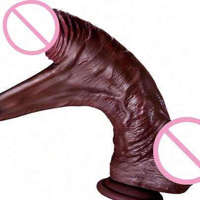 JINUU Dildo realista y enorme con grandes testículos oscilantes, juguetes sexuales, 8.6" de largo, para estimular el punto G anal, de silicona líquida suave con ventosa