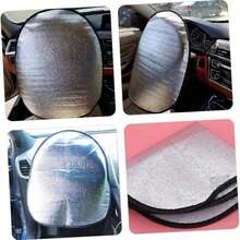 1/2pcs Universal Car Sun Visor, Silvery Coated Cloth Steering Wheel Cover, Front Window Sun Protection And Heat Insulation, Steering Wheel Sunshade Suitable For All SUVs, Trucks And Cars - A - View 7