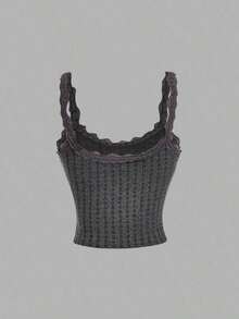 Camiseta sin mangas casual de mujer con parches de encaje, para verano - Multicolor 13 - Ver 6
