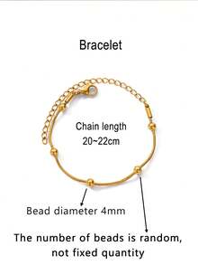 1 Stück minimalistischer runder Schlangenketten-Perlen-Halskette/Armband/Fußkette, Damen 18K vergoldet Edelstahl in verstellbarer Größe, modisches Schmuckzubehör (einzeln verkauft) - Goldgelb - Übersicht 15