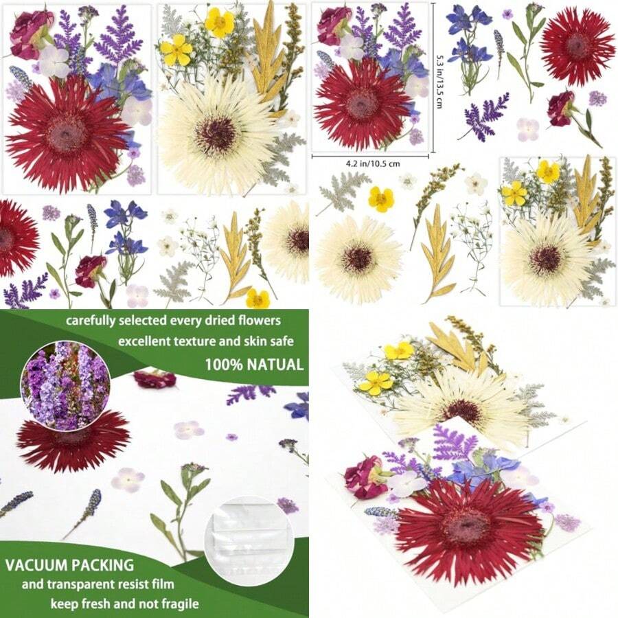 17 Types 30PCS Real Dried Pressed Flowers Bulk Dried Flower For Crafts Packed DIY Natural Dried Pressed Flowers For Resin Mold Scrapbooking DIY - Mixed 17 Types - View 1
