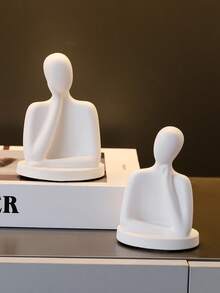 1PC Set Abstract Thinker Figurine, Minimalist White Resin Human Statue For Home Decor - one-size - View 9