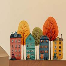 1pc Colorful House Wall Sticker For Kids Room, Multicolor House Window Sticker, Self-Adhesive, Suitable For Bedroom, Living Room, Dining Room, Study, Bathroom, Glass Decoration And Embellishment - A - View 7