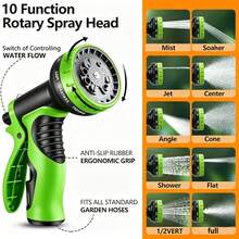 OSIDOOL 100ft Garden Hose With 10-Function High-Pressure Spray Nozzle, Lightweight, Non-Expandable Water Hose For Yard, Lawn, Car Wash & Outdoor Use, 25/50/75/100FT Choosable - Blue - View 2