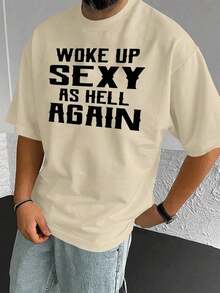 PAYEAH T-Shirt I Woke Up Sexy Like Hell Again (One Piece) 100% Cotton 220g Heavyweight Cotton T-Shirt - 軍綠色 - 查看 4