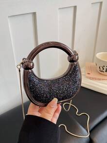 New Acrylic Mini Handbag, Fashion Clutch Purse, Personalized Crescent Moon Shaped Evening Bag With Chain Strap - Multicolor - View 10
