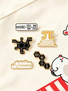 1/5pcs Creative Science Symbol Brooch, Dopamine Molecular Formula Niche High-End Clothing & Bag Pins, Exquisite & Durable Gift For Classmates, Friends, Unique Thoughtful Small Present - Multicolor - View 5