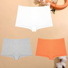 FINETOO, 3 uds., bragas cortas de algodón para mujer, ropa interior transpirable de cintura baja de colores sólidos, Boxers deportivos informales para mujer, calzoncillos - Estilo 6 - Ver 4