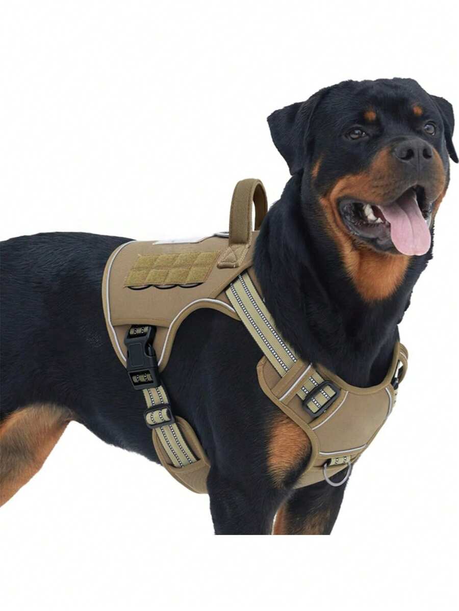 1件装大型犬防拉扯可调节宠物胸背带，反光工作训练易控宠物背心式牵引绳 - 彩色 - 查看 1