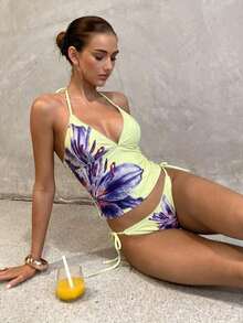 Conjunto de bikini a cuadros de cereza dulce - amarillo ganso - Ver 7