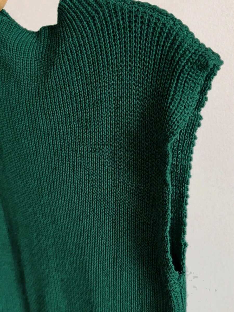JEMMY MODA Women's Long Knit Vest (Vest Only, Not With A Matching Shirt). - Màu xanh lá cây đậm - Xem 1