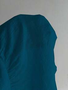 Camiseta de tirantes con volantes de unicolor lindo para damas, ropa de verano para la universidad - Agua verde azul - Ver 6