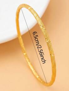 1pc Vintage 18K Gold Plated Copper Bangle Bracelet, Suitable For Daily Wear, Gift - Gold - View 9