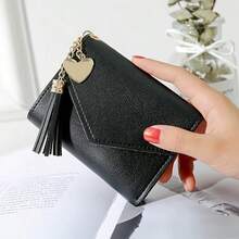 1 PC Tassel Pendant With Lychee Pattern Wallet, Card Holder, Coin Purse, Three Fold Wallet, Suitable For Storing Change And Keys - Multicolor - View 11