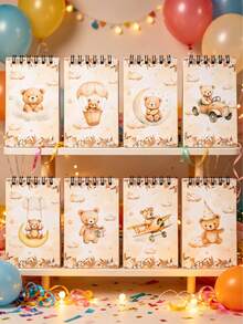 8pcs Teddy Bear Coil Notebook,Birthday Party Favors,Spiral Nitebooks Babyshower Gift,BackToSchool Prizes,Party Favors, Birthday Gifts, Party Supplies - Brown Bear - View 3
