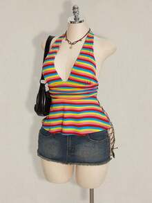 Top de tirantes sin espalda negro tipo babydoll para mujer, diseño de Halloween - Multicolor - Ver 5