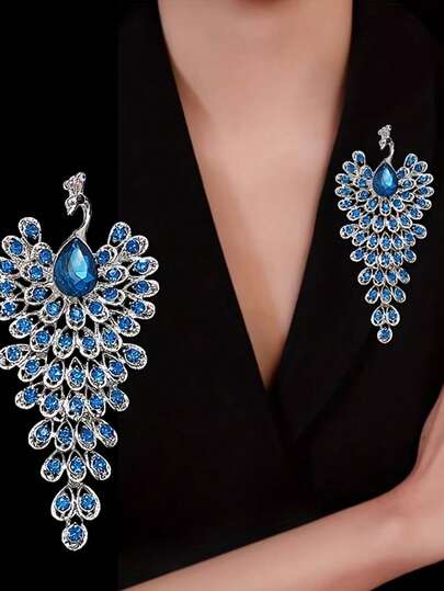 New Luxury Elegant Phoenix Brooch, Exquisite Full Diamond Tassel Peacock Brooch, Suitable For Dresses, Sweaters, Scarves, Shawls, Jackets, Sparkling And Noble For Party And Banquet, Ideal Gift