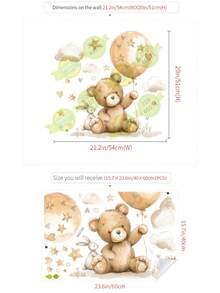 1pc Cute Teddy Bear & Balloon Decorative Wall Sticker, Removable Waterproof PVC Decal For Children's Room - Bear and Balloon 4060 - View 3