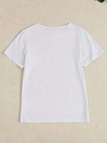 Camiseta Casual para Mujer, Ropa de Verano para Vacaciones, Camiseta Estampada de Cuello Redondo para Mujer 180102122, Talla S, Top Casual Diario, Camiseta Versátil de Manga Corta, Camiseta 100% Algodón, Tallas Grandes, Camiseta con Estampado Divertido, Camisetas Gráficas, Ropa Occidental para Hombre, Camisas para Hombre, Camisetas Gráficas, Ropa de Verano para Mujer, Tops de Verano, Camisetas Gráficas, 100% Algodón, Duradera - Blanco - Ver 3