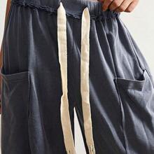 BohoFeels Plus Size Drawstring Waist Loose Pocket Wide Leg Pants - Morado - Ver 4