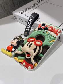 Disney Mickey Mouse Clubhouse Phone Case : 3D Fluffy Pattern Border Protector Phone Soft Phone Case With A Free Cute Mickey Bracelet Chain Lanyard, Mickey, Minnie, Goofy, Donald Duck, Daisy Duck, Pluto, For Apple 17 Promax 17 Pro 16 15 14 13 12 11 Pro Max XS Max X XR Soft Cover Summer Phone Case - 白色 - 查看 7