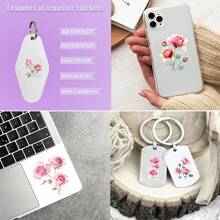54pcs Abstract Pink Roses UV DTF Stickers, Colorful UV DTF Transfer Stickers, High Viscosity UV DTF Transfer Paper Creative Floral Patterns, Durable Adhesive, Home Decorations, Enthusiasts Suitable For Keychains, Small Pendants, Mugs UV DTF Keychain Sticker(Stickers Solely) - Multicolor - View 4