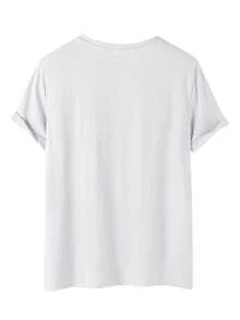 Elegante Camiseta Casual de Manga Corta para Mujer, Primavera/Verano, 180G, Paquete de 1 Pieza, con Estampado de Labios y Letras, Cuello Redondo, Camiseta Chic de Moda 180G. - Blanco - Ver 4