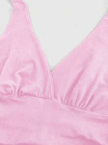 Punk Parte superior con estampado de leopardo y cuello de halter para mujer, escuela - Rosa - Ver 3