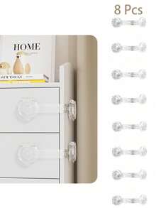 12pcs/10pcs/8pcs/4pcs Baby Safety Locks, Multi-Functional Bidirectional Opening Safety Locks, Child Safety Locks, Cabinet Refrigerator Locks, Window Locks, Refrigerator Door Safety Locks, Freezer Locks, Invisible Cabinet Locks, Anti-Pinch Child Safety Locks - Multicolor - View 12