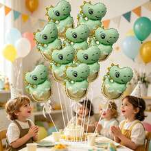 10pcs 16-Inch Mini Green Dinosaur Foil Balloons, Suitable For Birthday Party Decoration Balloon Set (Excluding Strings) - View 1