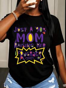 Playeras de Mujer "Just A 90s Mom Raising Her Rugrats" - Camiseta Vintage Nostálgica para Mujeres, Regalo para Padres, Camiseta Divertida con Temática de los 90 para Mamás con Niños de la Era de los 90, Perfecta para Celebraciones de Cumpleaños o el Día de la Madre. - Negro - Ver 7