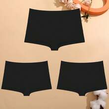 FINETOO, 3 uds., bragas cortas de algodón para mujer, ropa interior transpirable de cintura baja de colores sólidos, Boxers deportivos informales para mujer, calzoncillos - Estilo 8 - Ver 4