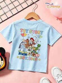 Disney Toy Story Kids T-Shirt, 100% Cotton Retro Group Characters Double-Sided Graphic Tee, Unisex For Boys & Girls Ages 4-12, Soft Breathable Fade-Resistant Fabric, Ideal For Theme Park, School & Daily Casual Wear, Perfect For Vacation, Birthdays & Children's Day Gifts - màu xanh nhạt - Xem 4