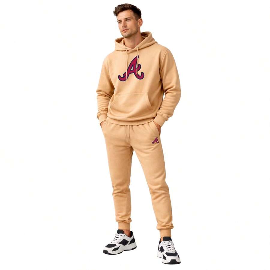 Men T-Shirt Co-Ords - Beige - View 1
