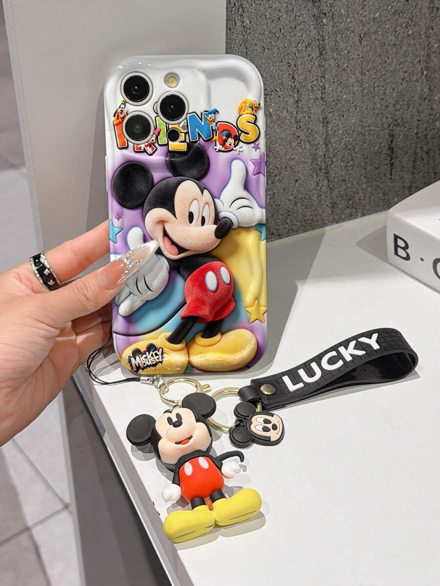 This Disney Mickey Mouse Lanyard Phone Case Is Fully Covered In TPU Material. It's Shockproof, Lightweight, And Compatible With IPhone17/16/11/13/15/15 Plus/15 Pro/15 Pro Max/12/14 Pro Max/11 Pro Max/12 Pro/12 Pro Max/13. This Phone Case Makes A Popular Birthday Gift Or Business Gift; It's Durable, Stain- And Fingerprint Resistant, And Suitable For Both Men And Women. The Set Also Includes A Mickey Mouse Phone Case And A Mickey Mouse Plush Bracelet. It's A Perfect Gift For Friends And Family. This Stylish Phone Case Is Fun, Lightweight, And Durable. IPhone17 Pro Max Phone Case, Minnie Mouse Phone Case. - 白色 - 查看 1