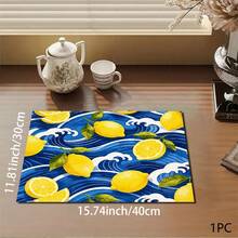 1 件海洋柠檬印花吸水垫/沥水垫，适用于咖啡机、餐具 - 涤纶吸水桌面保护垫，带橡胶防滑垫，适用于厨房台面装饰、家庭酒吧和餐桌 - 彩色 - 查看 6