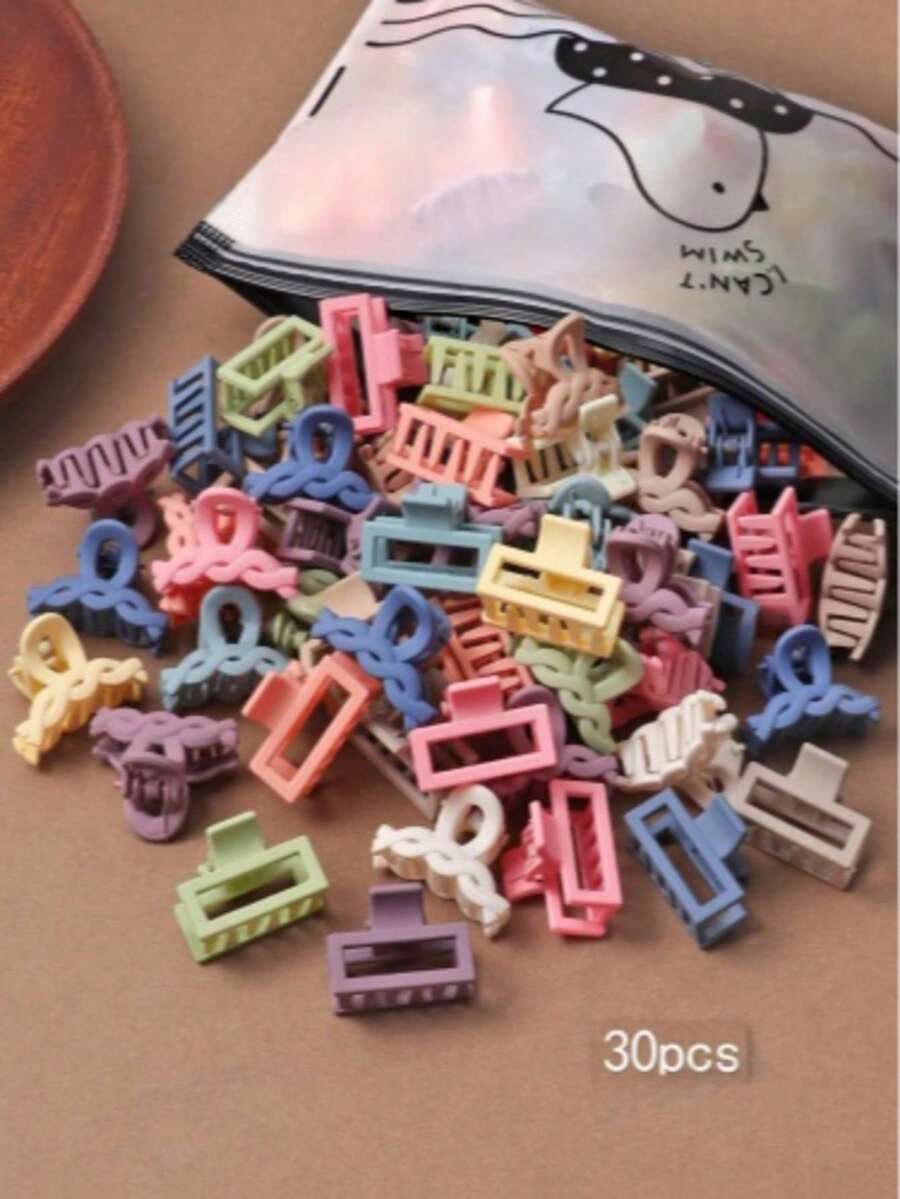 10pcs/30pcs/Set Square Hair Claw Clips For Girls, Cute And Fashionable Hair Claws Summer Hair Accessories Hair Clips Beach Hair Clutch - Multicolor - View 1