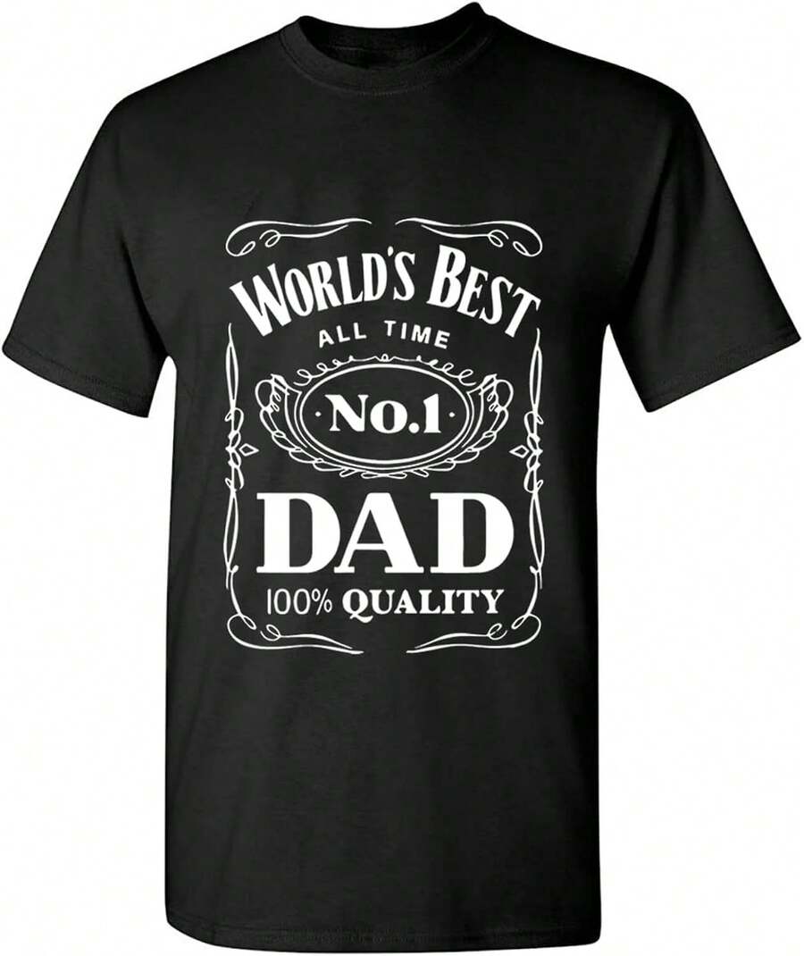 Camiseta unisex de manga corta, el mejor regalo para papá en el Día del Padre (negra), playeras hombre, spiderman, ,  mujer, romwe men, boho chic, regalos para maestros, camiseta de mujer, ropa curvy para mujer, y2k. - Negro - Ver 1