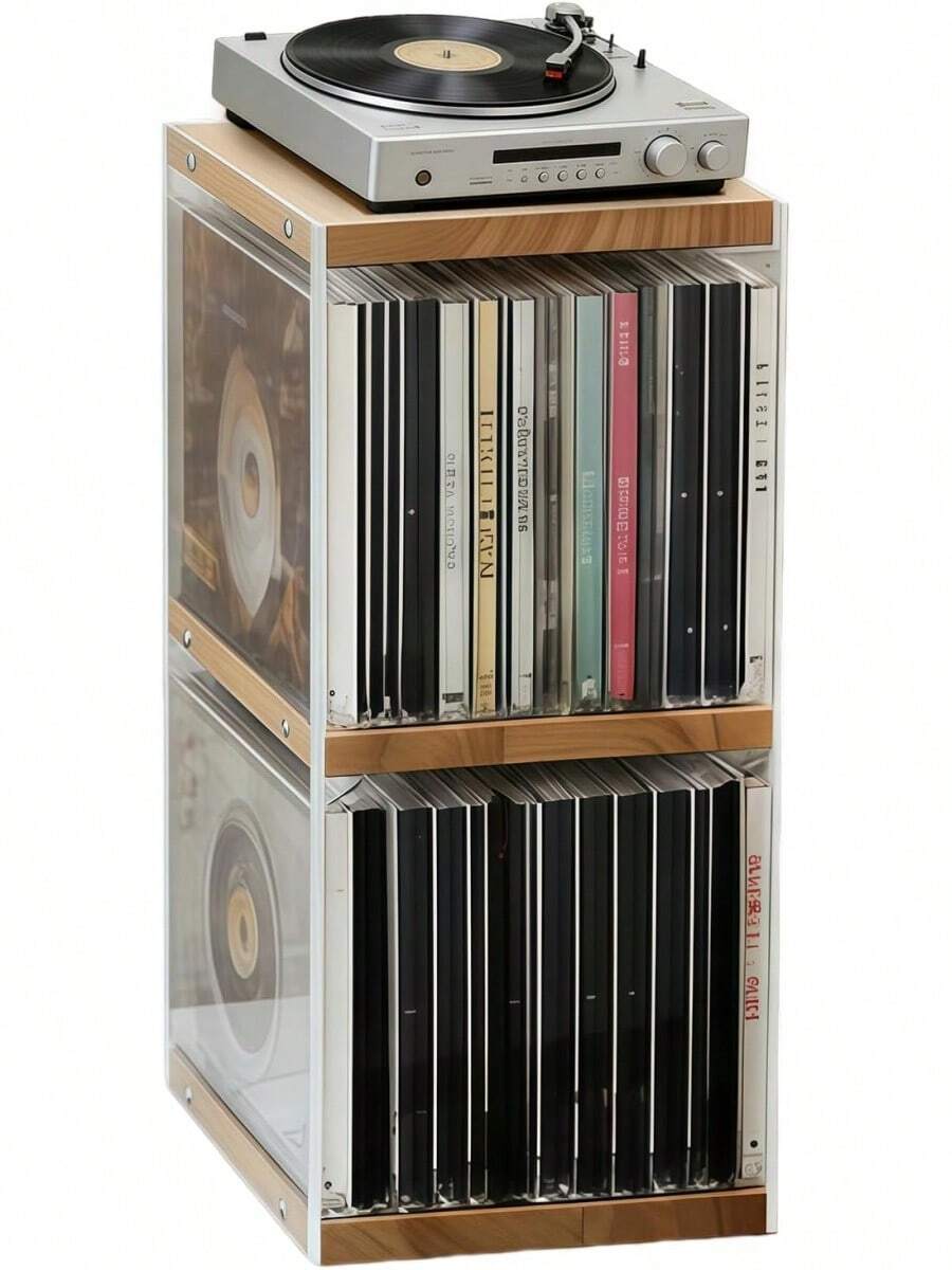 Wood CD DVD Storage Rack 8.2x5.9x12.4 Inches Desk Organizer Holds 30 CD Cases 55 DVDs 130 Discs CD & DVD Storage Solution - 1 Acrylic CD Rack - View 1