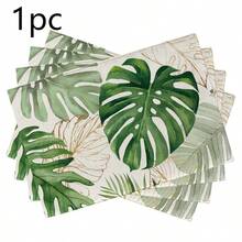 18*11.81 Inch (45*30cm) Tropical Monstera Leaf Print Rectangular Placemats, Available In 1/2/4/6/8/30 Sets, Made Of 100% Polyester With Non-Slip And Heat-Resistant Properties, Machine Washable, Hand Washable And Dry Cleanable, Ideal For Daily Dining And Home Decor, Perfect For Tropical And Boho Style Enthusiasts - Multicolor - View 19