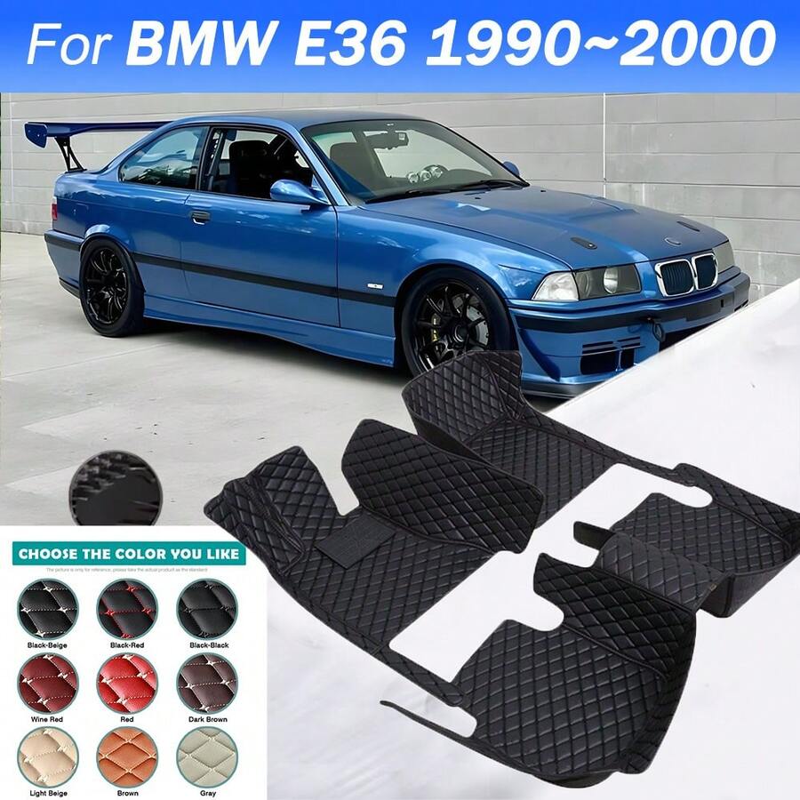 適用於 BMW E36 1990~2000 高端豪華 PU 皮革全包圍壓紋汽車腳墊,防水、防滑、防污、耐用,黑色與米色多色全覆蓋腳墊,適用於左舵與右舵 - 彩色 - 查看 1